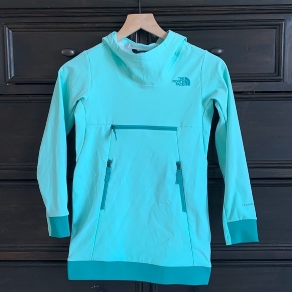 The North‎ Face Girls Small Mint Green Long Sleeve Hooded Pullover Jacket
